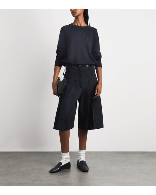 Sandro Blue Wool-Blend Logo Sweater