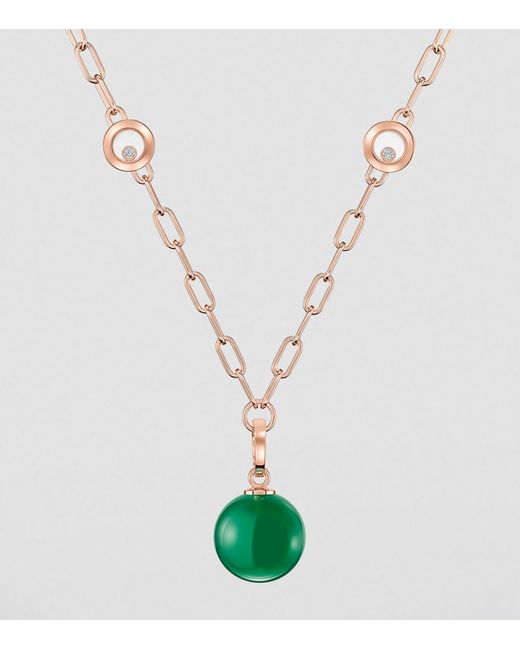 Chopard Metallic Diamond And Agate Happy Diamonds Planet Necklace