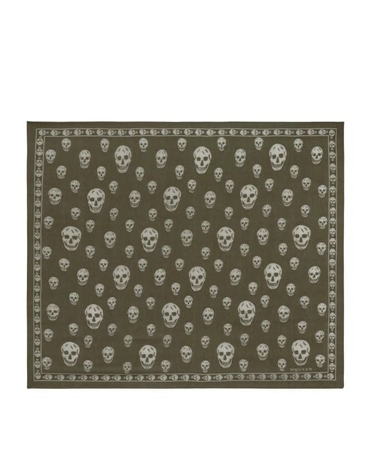 McQueen Green Silk Skull Scarf