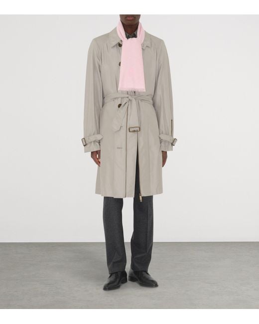 Burberry Pink Silk-Wool Wide Check Scarf