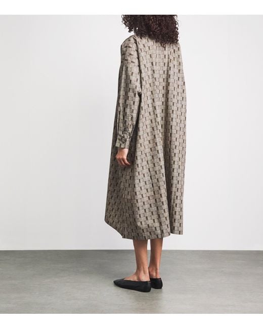 Eskandar Gray Geometric Print Midi Shirt Dress