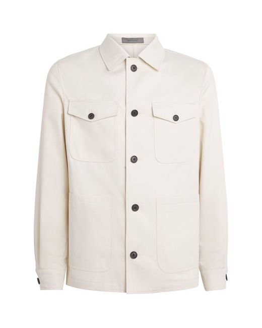 Corneliani White Cotton-Cashmere Overshirt for men