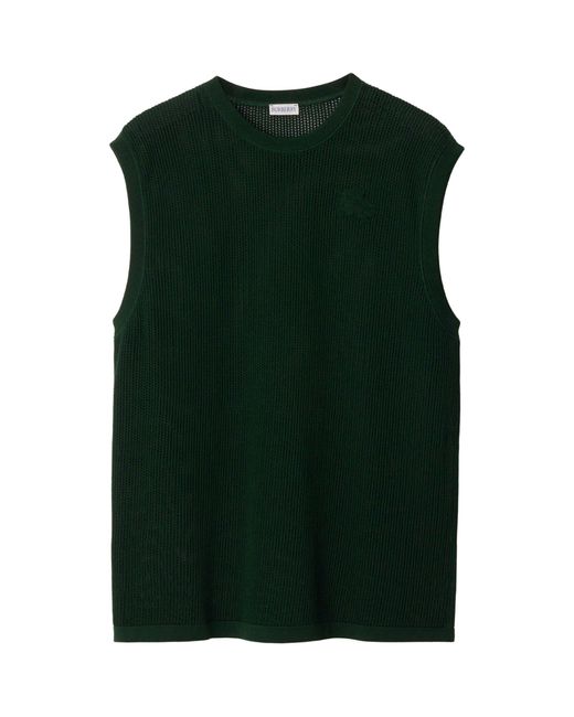 Burberry Green Cotton Mesh Sleeveless T-shirt for men