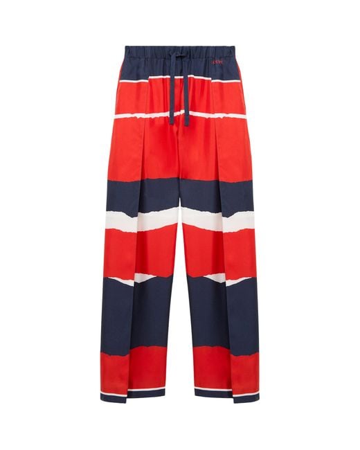 Loewe Red Satin Geometric Wide-Leg Trousers