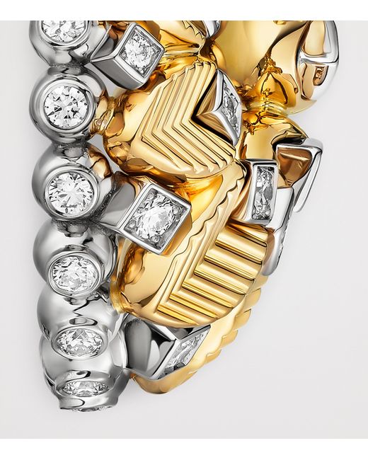 Cartier Metallic And Diamond Grain De Café Earrings