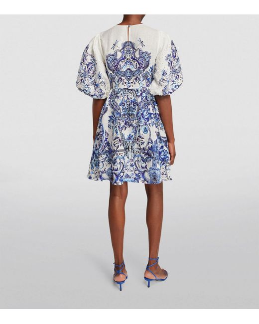Camilla Blue X Royal Delft Linen Mini Dress
