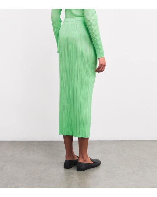 Pleats Please Issey Miyake Green New Colorful Basics 4 Midi Skirt