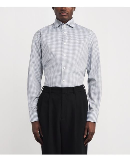 Eton of Sweden Gray Cotton Twill Melange Check Shirt for men