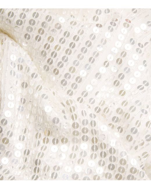 Jenny Packham White Silk Sequinned Benue Gown
