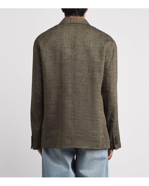 Our Legacy Green Linen-Silk-Cotton Halt Blazer for men