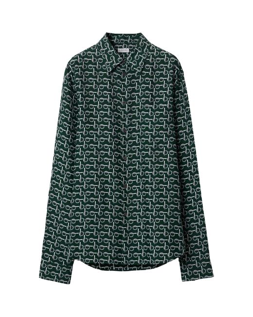 Burberry Green Silk B Logo Shirt for men