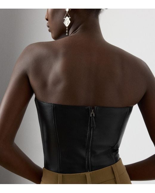 Ralph Lauren Black Lambskin Gwyneth Bustier