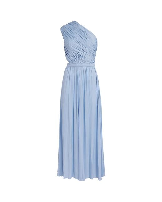 Maje Blue One-Shoulder Maxi Dress
