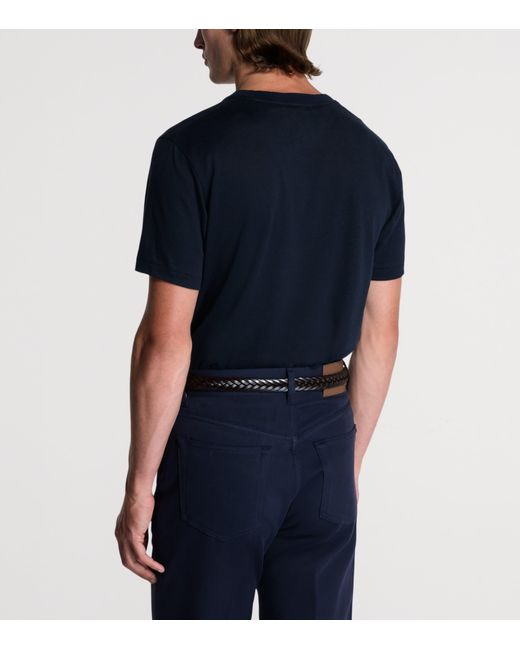 Dunhill Black Linen-Cotton T-Shirt for men