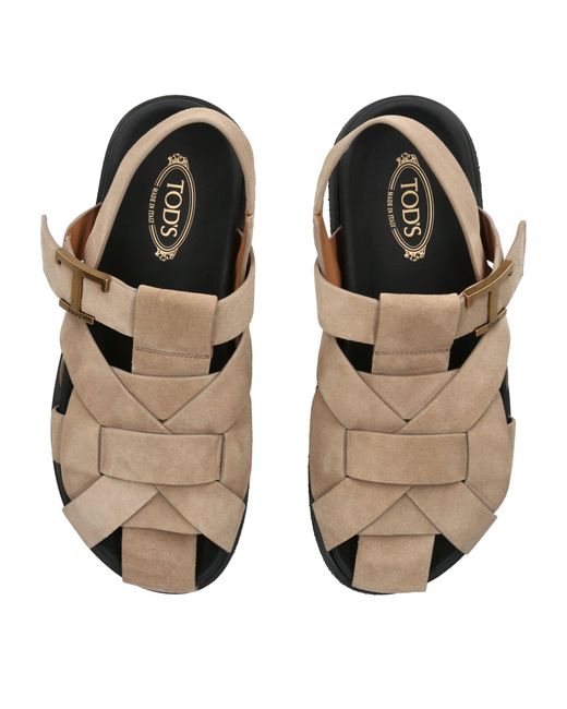 Tod's Brown Suede T Timeless Sandals