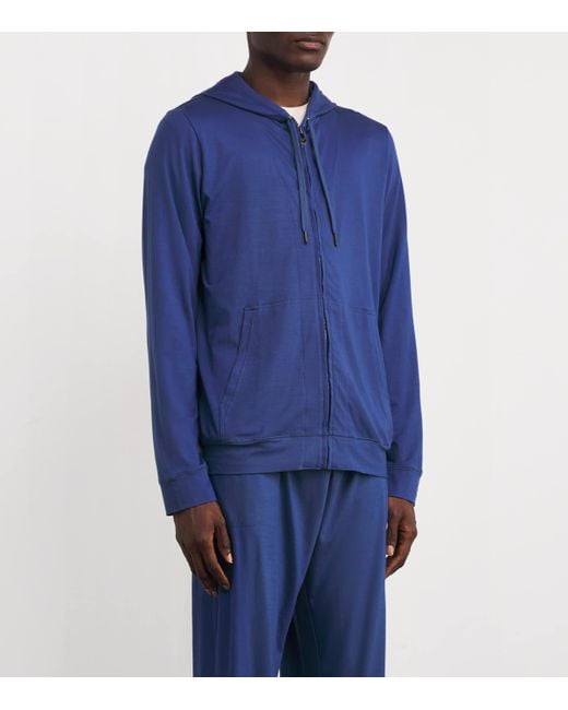 Derek Rose Blue Micromodal Zipped Hoodie for men