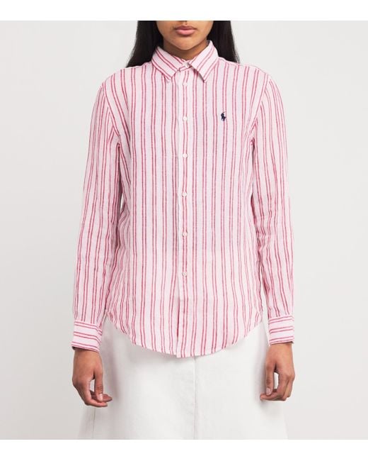 Polo Ralph Lauren Pink Linen Stripe Shirt
