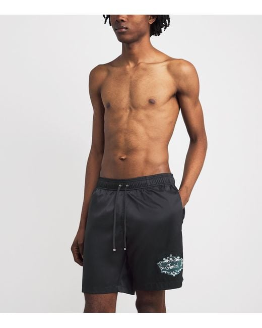 Amiri Black Chateau Crest Swim Shorts for men