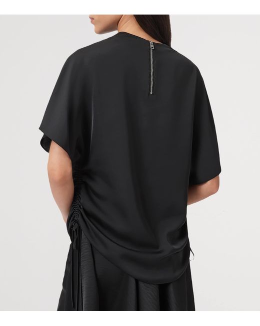 AllSaints Black Draped Leslie Top