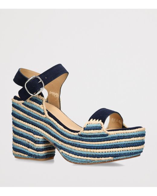 Gabriela Hearst Blue Raffia Sardis Platform Sandals 110