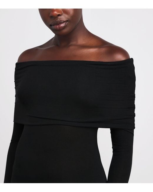 Skims Black Sheer Modal Off-The-Shoulder Top