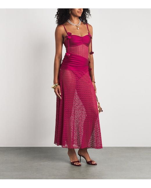 PATBO Purple Crochet-Trim Maxi Dress