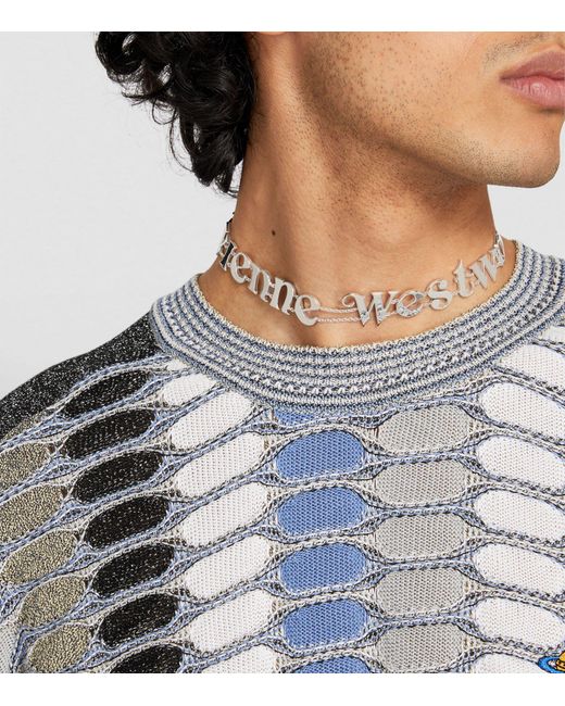 Vivienne Westwood Metallic Silver-tone Logo Raimunda Choker for men