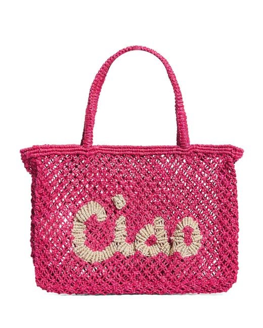 The Jacksons Pink Mini Jute Ciao Tracy Tote Bag