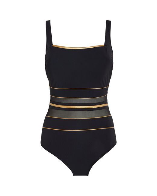 Gottex Black Sheer-detail Oynx Swimsuit