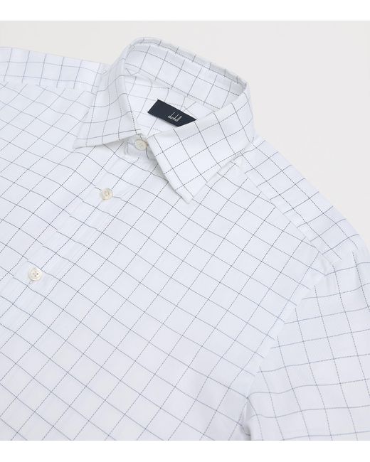 Dunhill White Cotton Check Shirt for men