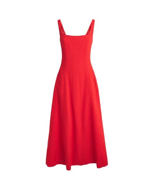 ME+EM Red Crepe Contour Maxi Dress