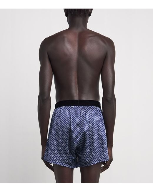 Tom Ford Blue Stretch-Silk Printed Boxer Shorts for men