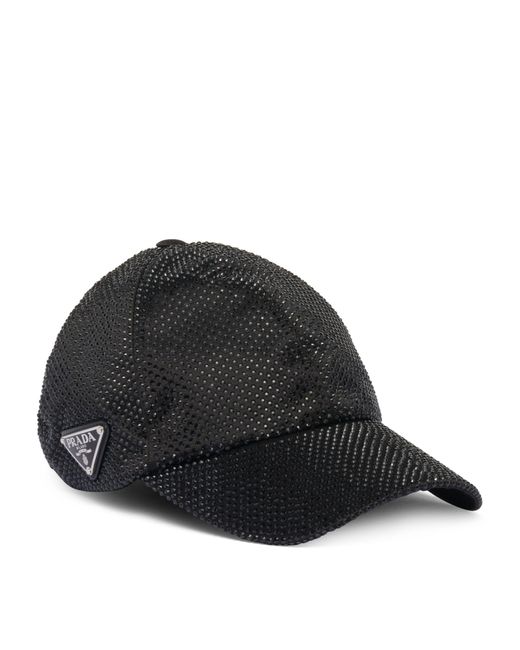 Prada Black Crystal-embellished Baseball Cap