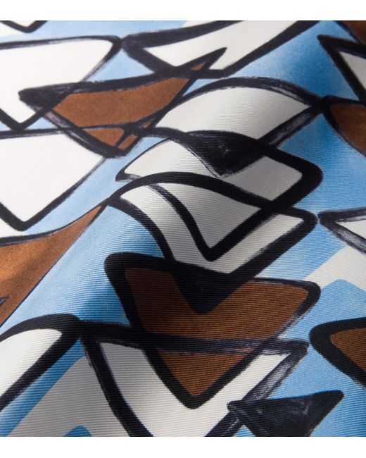 Prada Blue Silk Triangle Print Scarf