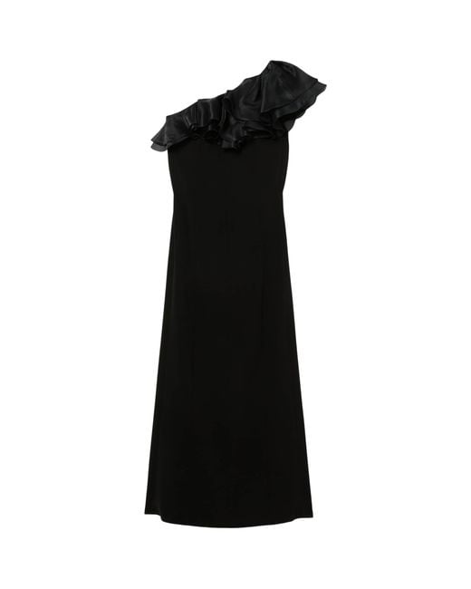 Marina Rinaldi Black X Tony Ward Ruffle-Neck Maxi Dress