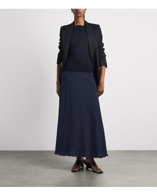 Sandro Blue Pointelle Maxi Skirt