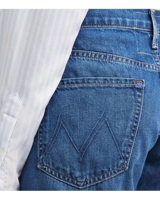 Mother Blue Maven Skimp Mid-Rise Straight Jeans