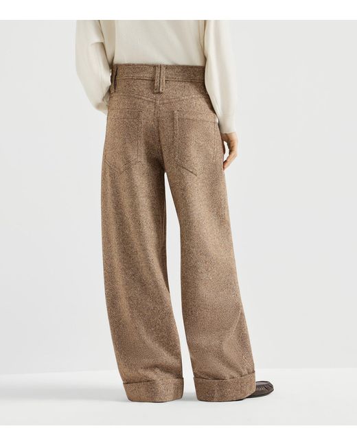 Brunello Cucinelli Natural Virgin Wool-Blend Monili Trousers
