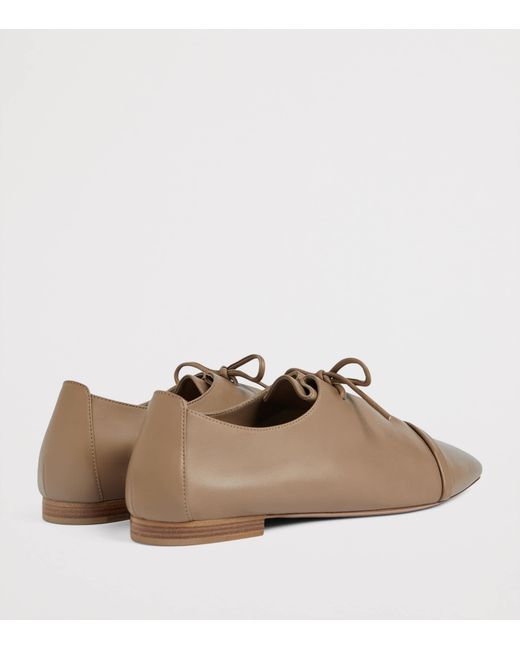 Malone Souliers Brown Nappa Leather Lace-Up Jean Flats