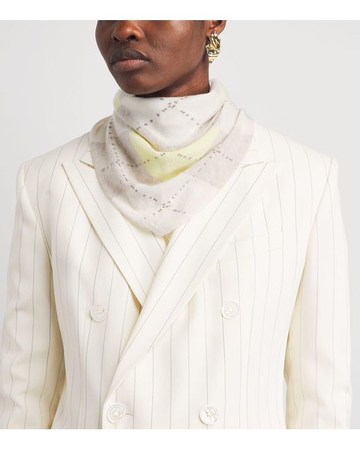 Johnstons White Cashmere Clan Bandana