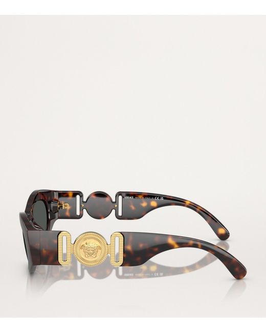 Versace Gray Acetate Oval Sunglasses