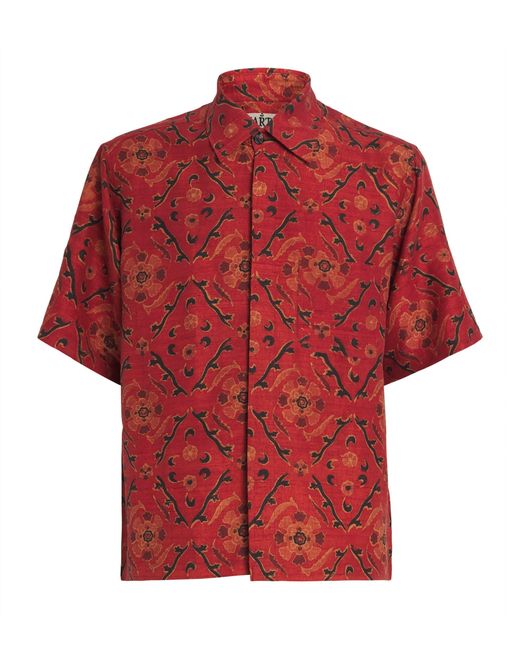 Kartik Research Red Cotton Printed Short-Sleeve Shirt for men