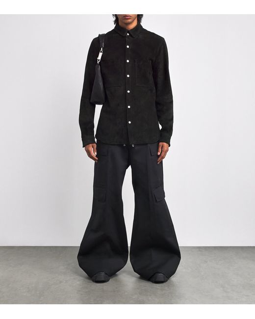 Rick Owens Black Suede Overshirt for men