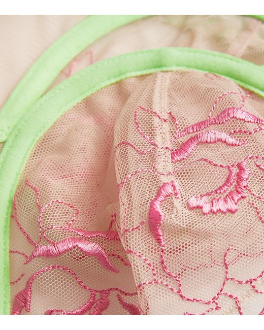 Dora Larsen Pink Embroidered Tulle Lucille Underwire Bra