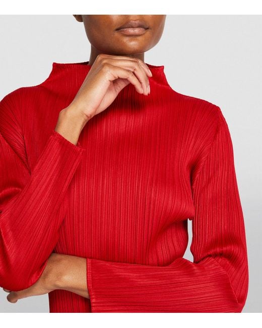 Pleats Please Issey Miyake Red New Colorful Basics Long-Sleeve Top