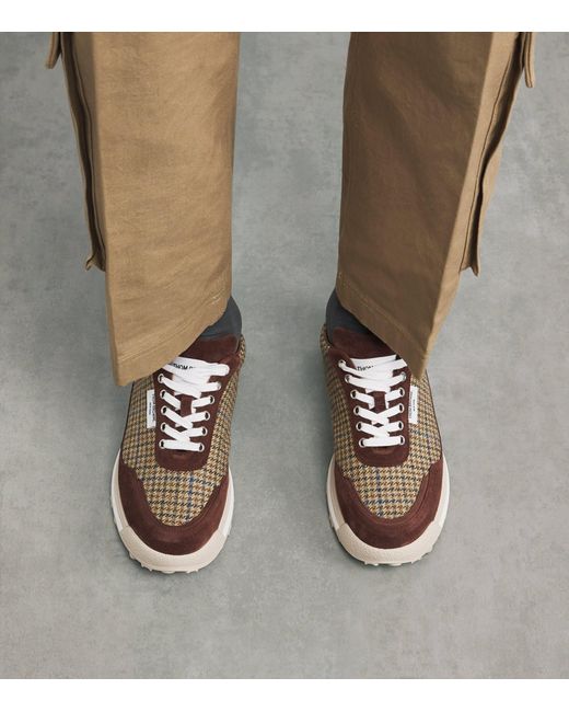 Thom Browne Brown Suede Check Alumni Sneakers for men