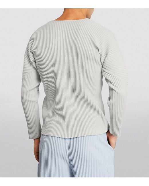 Homme Plissé Issey Miyake Gray Pleated Long-Sleeve T-Shirt for men