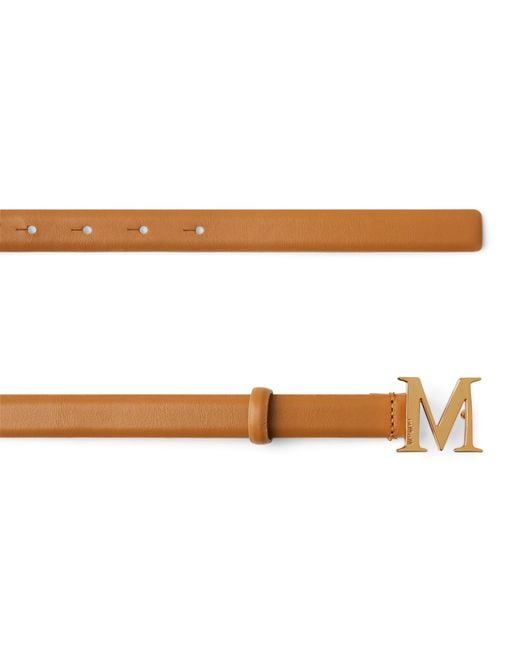Max Mara Brown Leather Monogram Belt