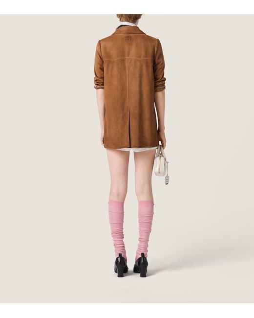 Miu Miu Brown Waxed Suede Coat
