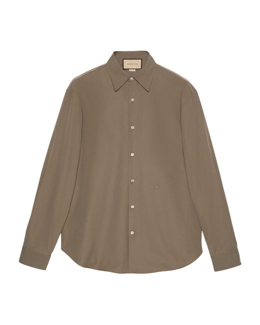 Gucci Natural Poplin Gg Embroidered Shirt for men